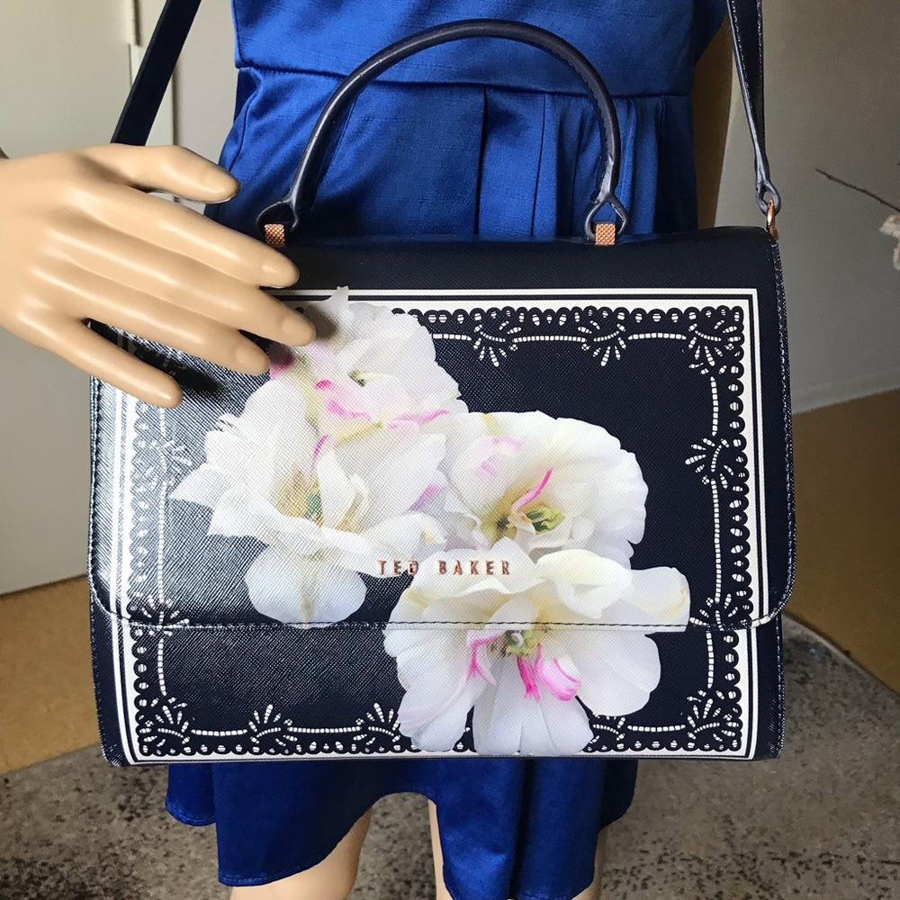 Ted Baker London Crossbody / handbag tilleyy crosshatch gardenia dark blue bag - Picture 3 of 8
